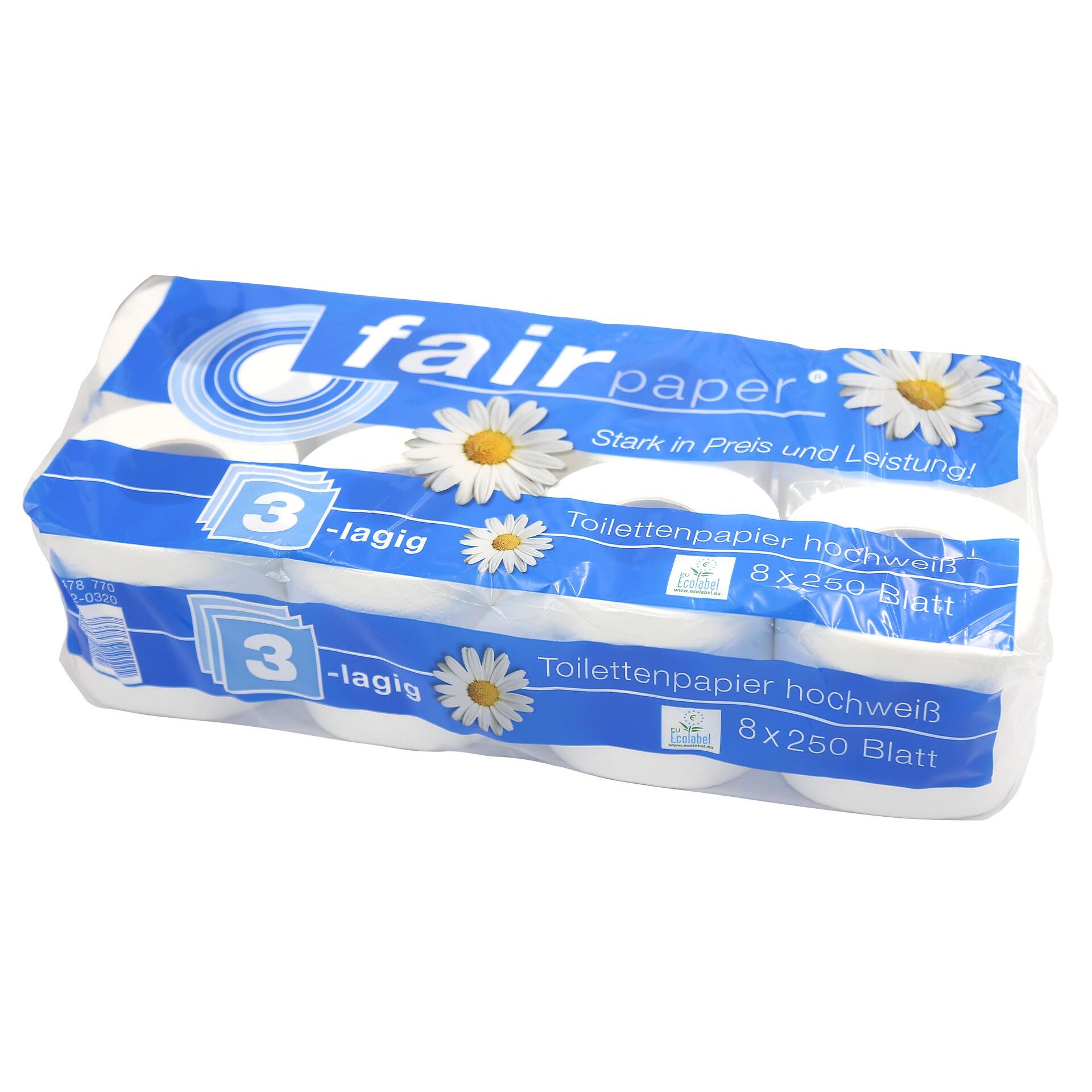 Toilettenpapier 3-lagig 250 Blatt, weiß 72 Rollen / Pack