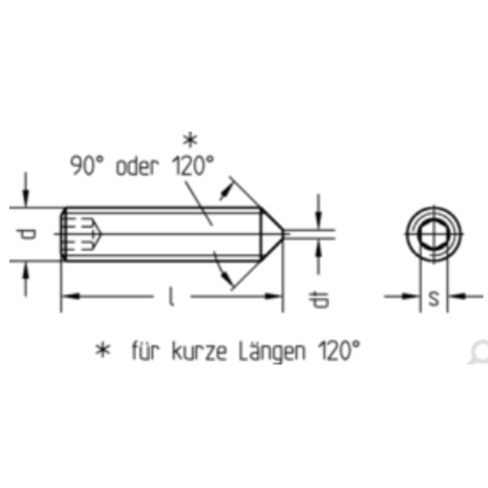 Gewindestifte mit Spitze verzinkt M10 x 10 Innensechskant