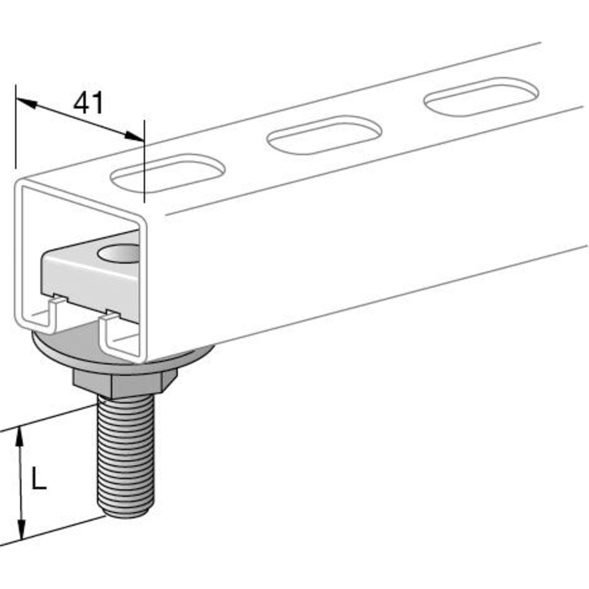 UNISTRUT - SCHIENENSCHRAUBE M 8 x 40 MM / L: 25,5 MM