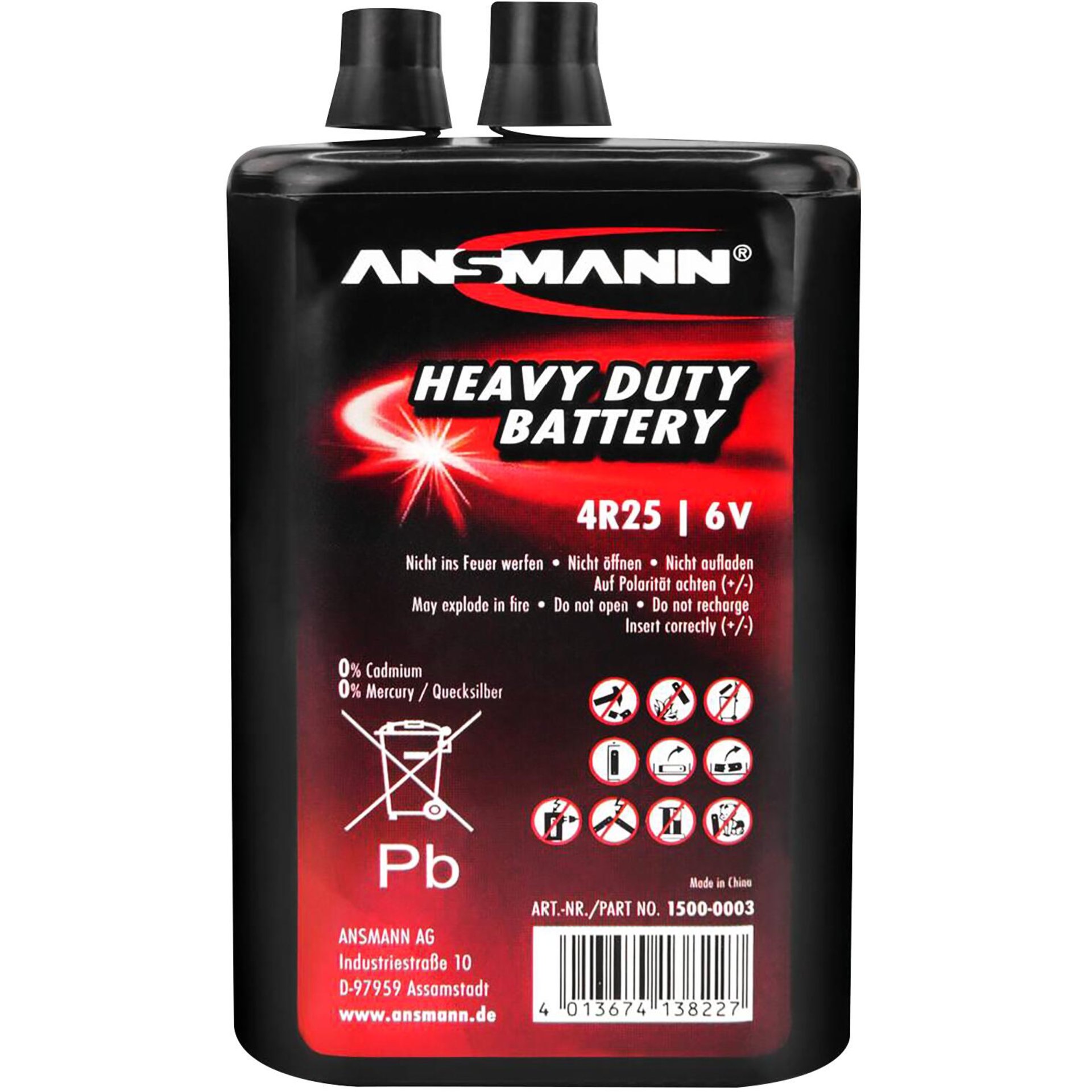 TROCKENBATTERIE ZINK-KOHLE 4R25 / 6V