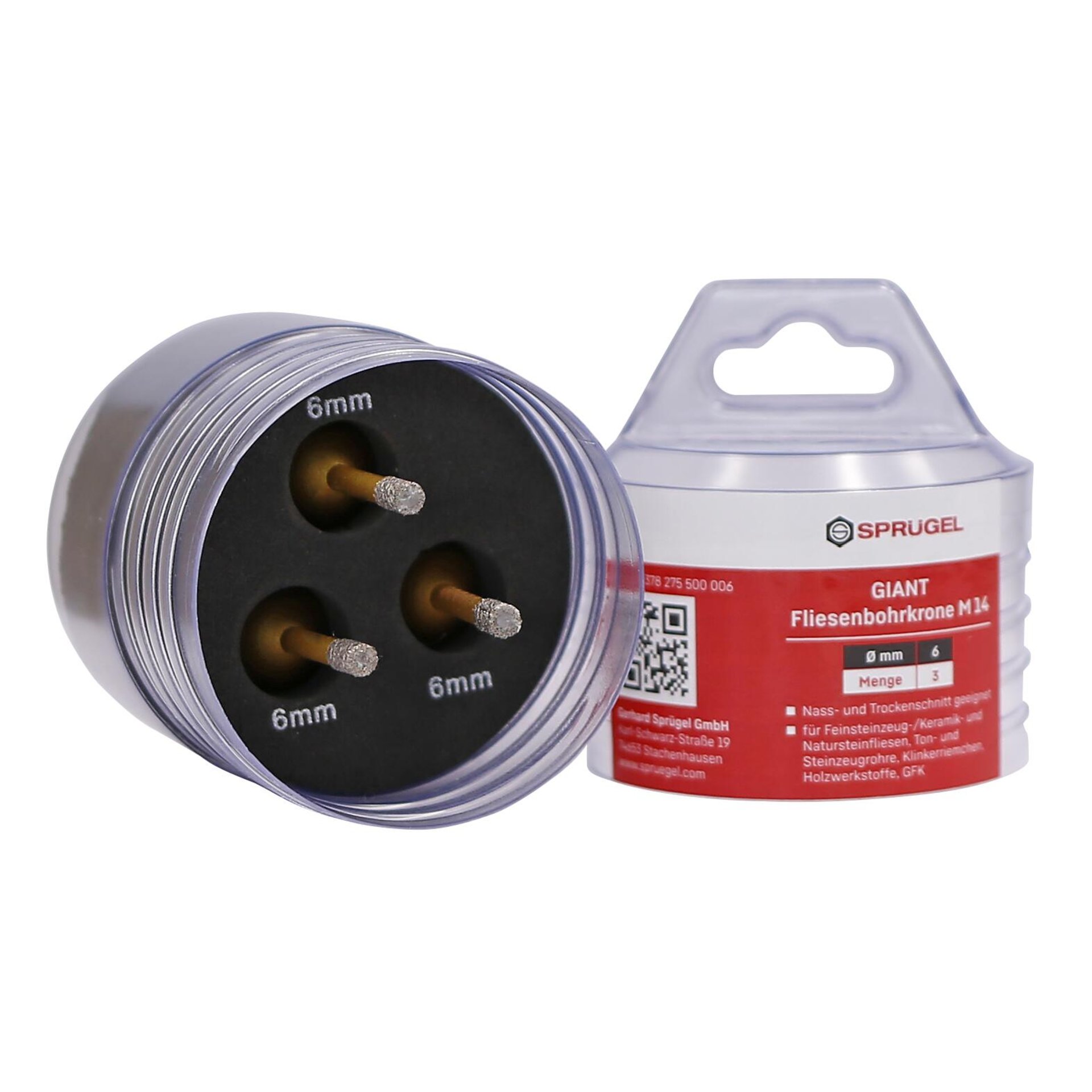 "GIANT" FLIESENBOHRKRONE T M14 SET 3 x 6 mm