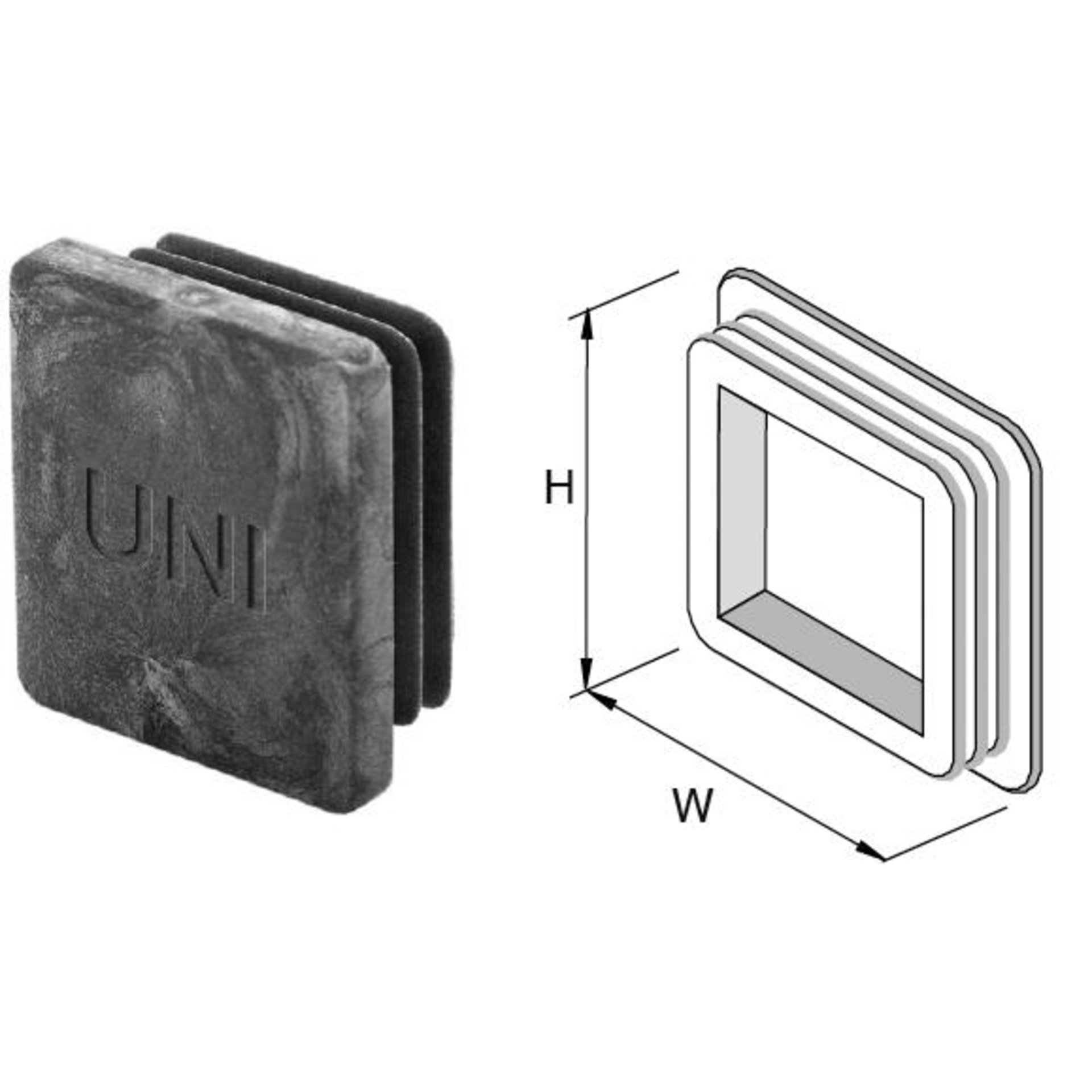 ENDKAPPE UNI FÜR SCHIENE 27 X 18
