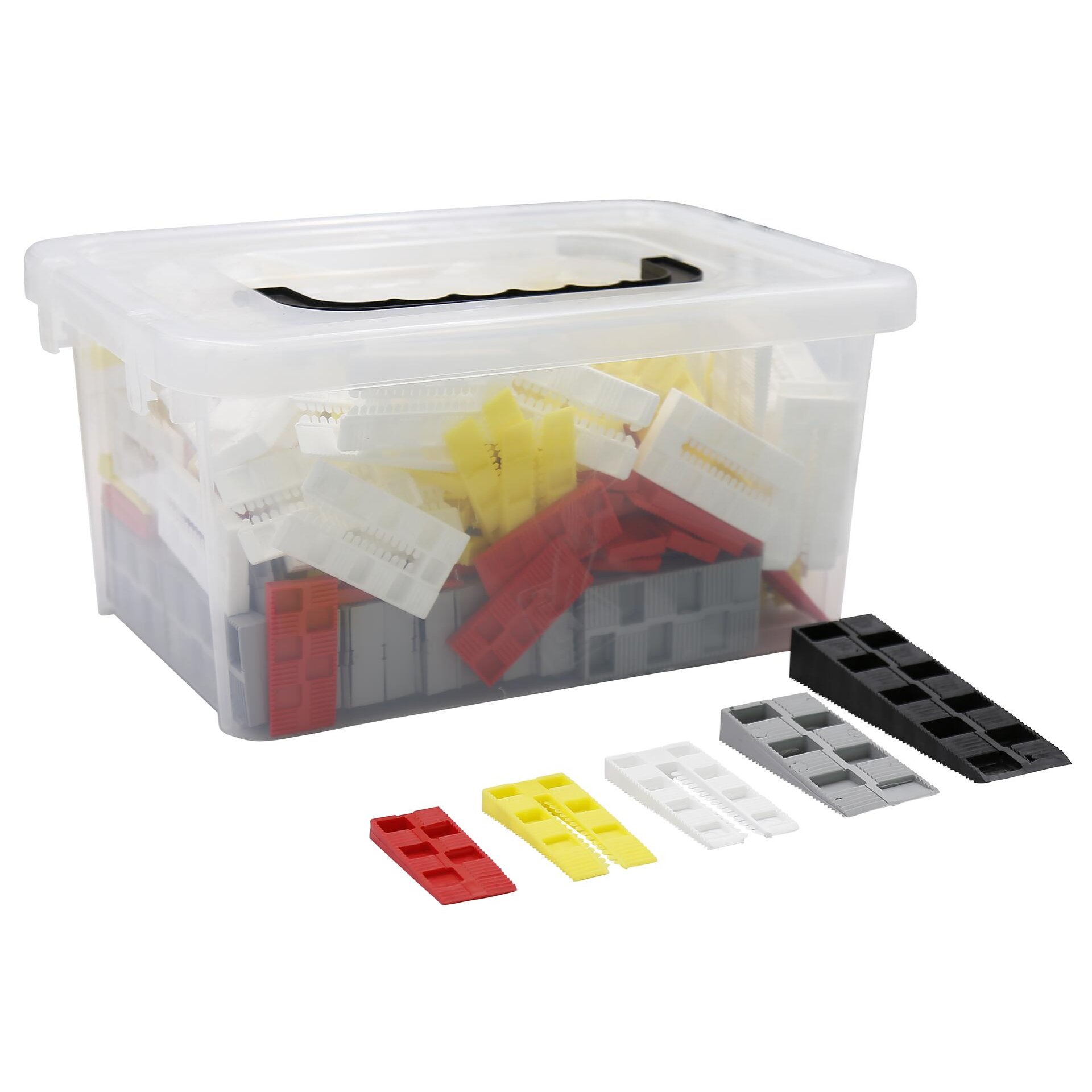 Misch-Box Montagekeile mit und ohne Schlitz 240 Stück; Höhen 8-10-10-15-25 mm