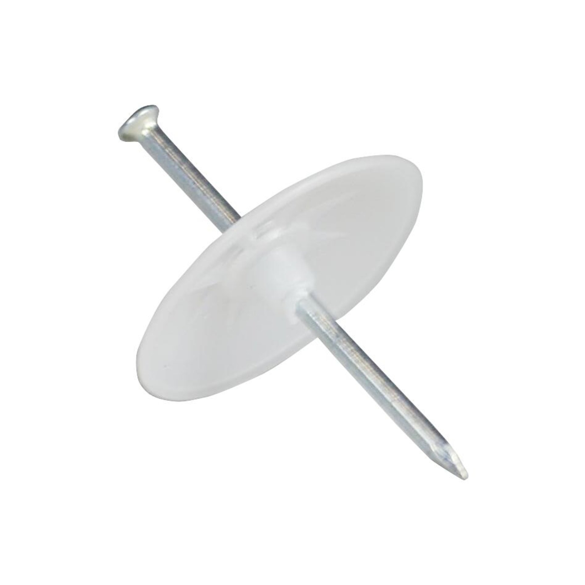 Nagelscheibe 34 mm rund. mit Stahlnagel 3.3 x 60 mm